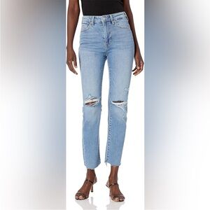 True Religion Starr Jeans Women Mid Rise Cropped Straight Bite Out Hem 30